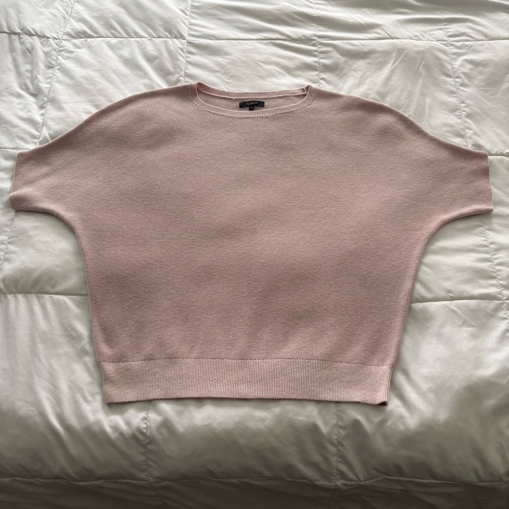 Quince Dolman Sweater Crew Cotton Cashmere Link Stitch Sugar Stone Sz M - Picture 3 of 16